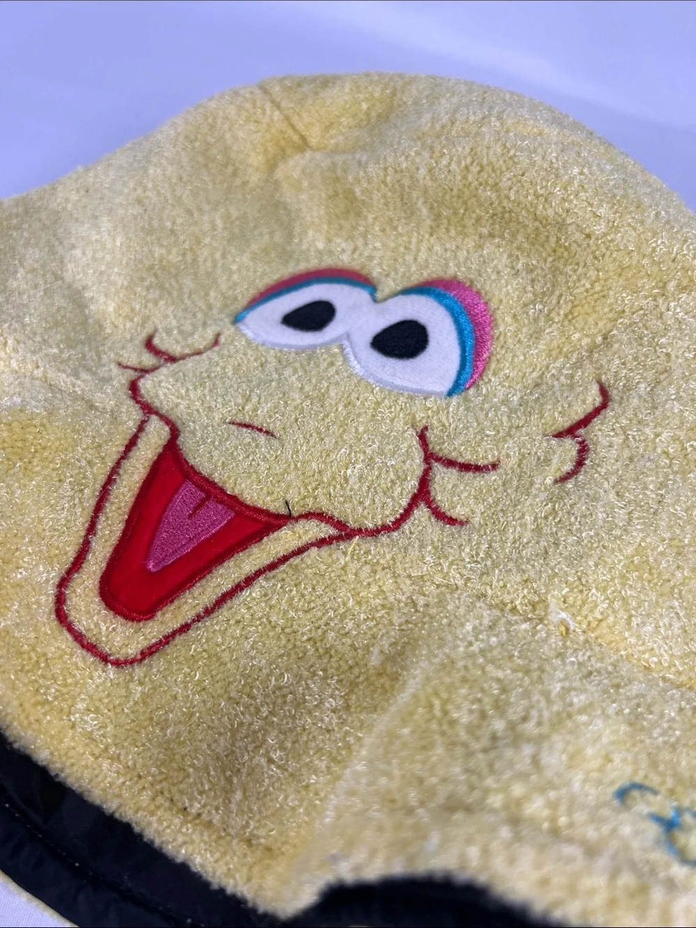 Sesame Street Yellow Plush Big Bird Terry Bucket Hat with Embroidered Face